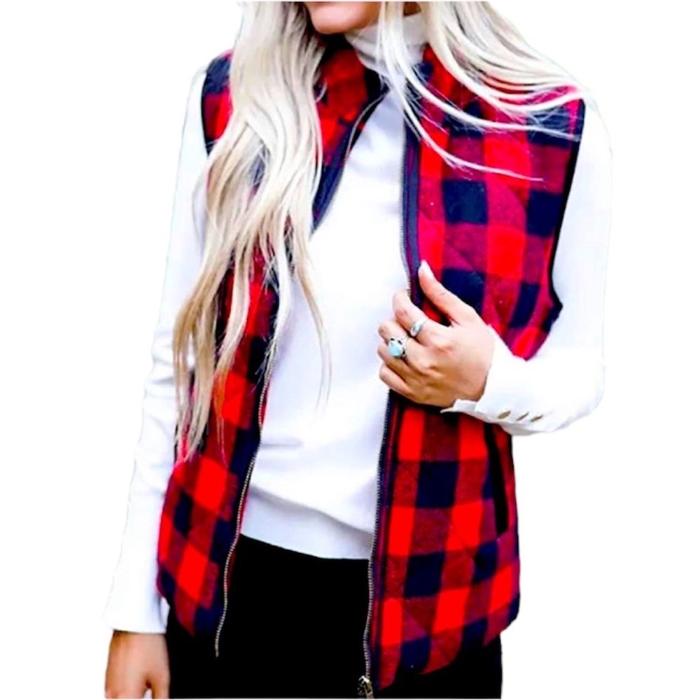 Vanilla Bay Buffalo Plaid Quilted Vest - Size Large
